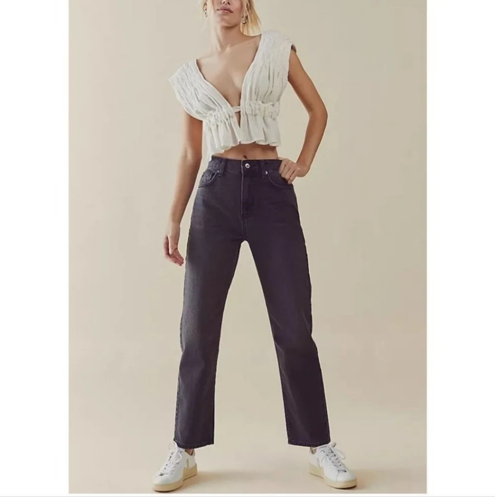 FREE PEOPLE Pacifica Straight Leg Jeans in Worn Black•Size 31•NWT - Picture 4 of 15